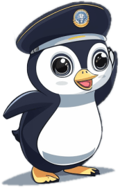 Pinguim piloto da English Onboard acenando